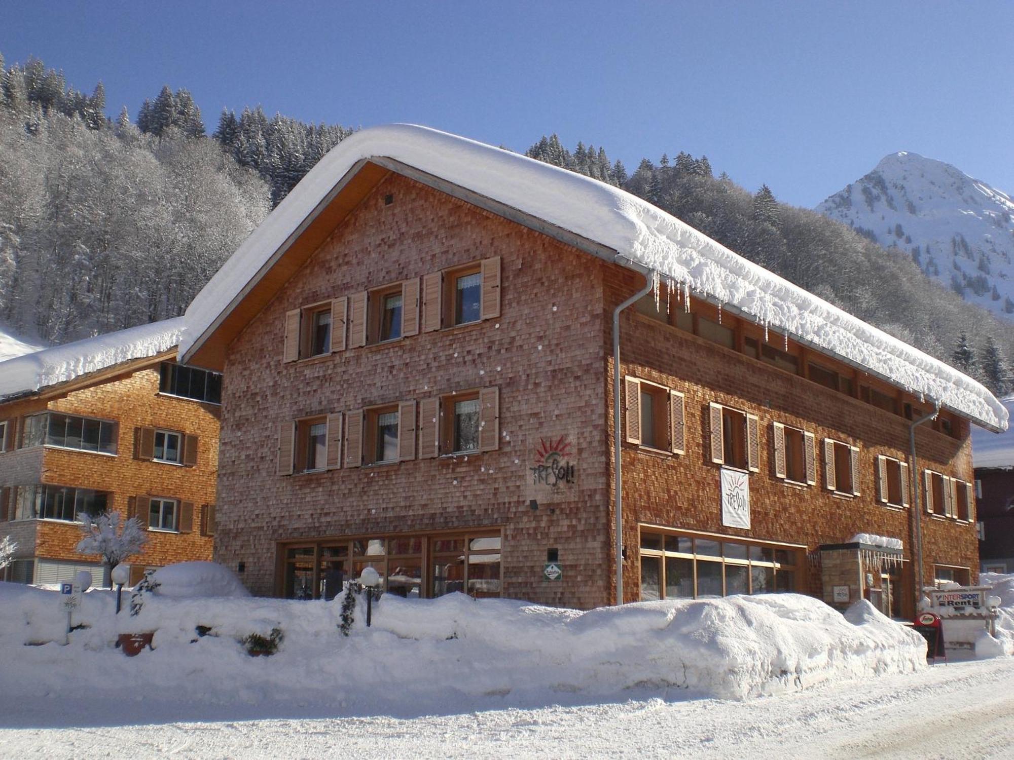 Tre Soli Appartements Restaurant Schoppernau Exterior foto